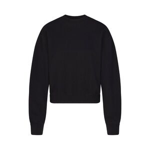 SKIMS, Cotton Fleece, Classic Crewneck, Onyx, Small